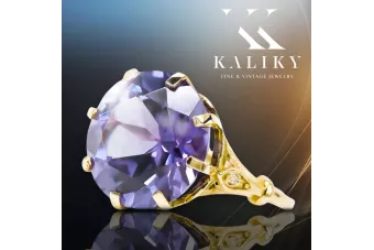 Pierścionek Vintage unikatowe Aleksandryt 14k żółte złoto vrc073y